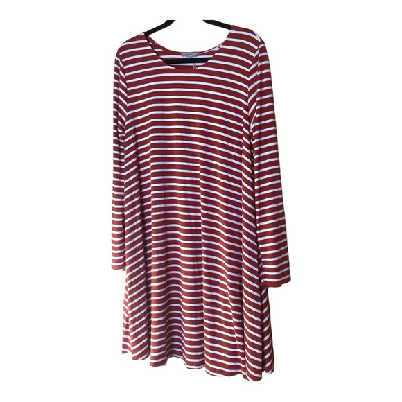 NWT Jodifl Tunic Dress Stripes Rust & White Size  M - Picture 3 of 9